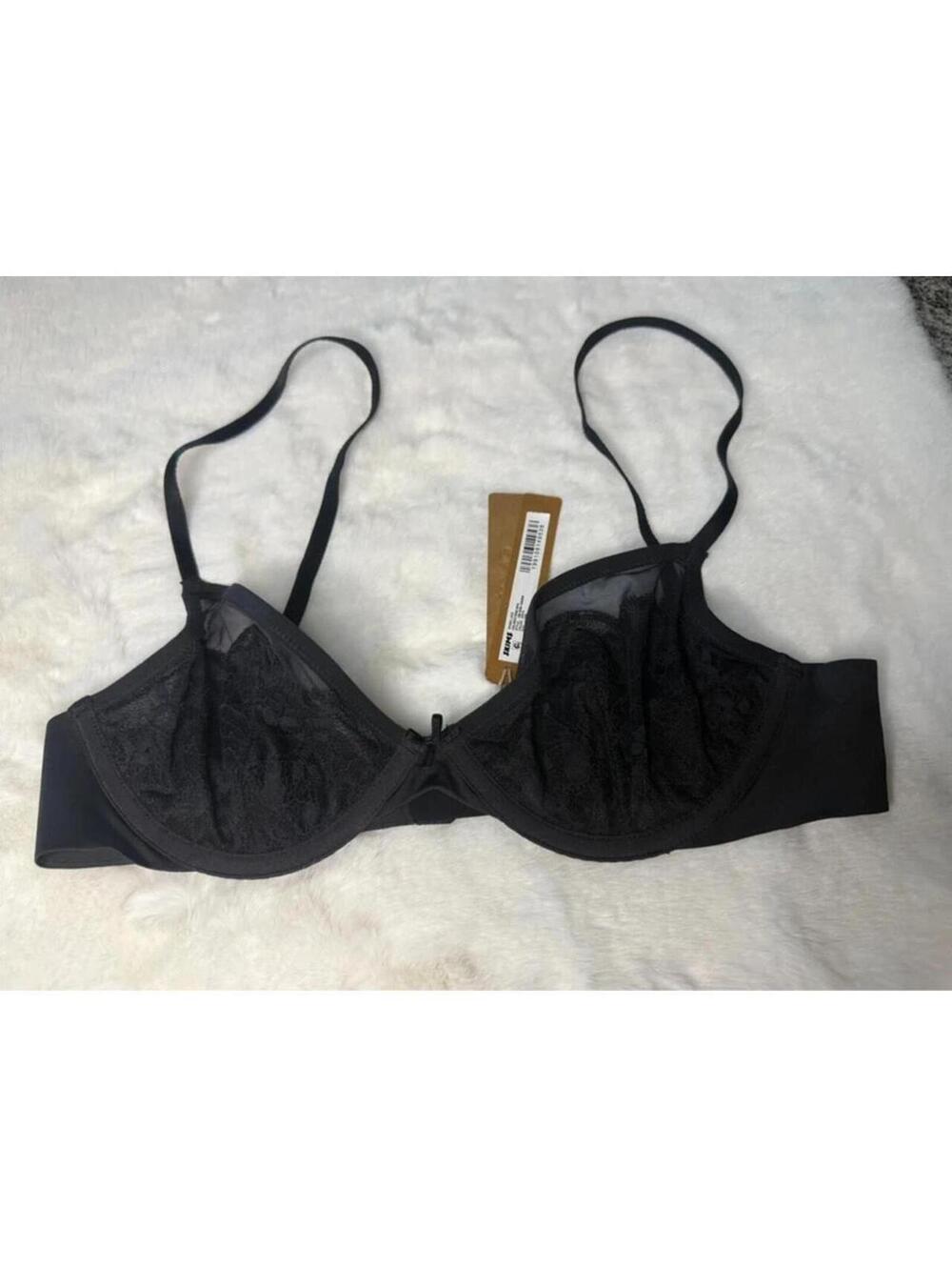 SKIMS Lace Demi Bra Onyx 34B NWT Sister Size 36a